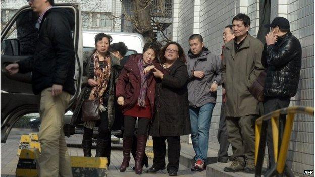 Relatives of passengers in Beijing