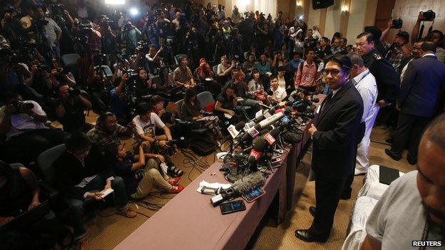 Department of Civil Aviation (DCA) Director General Datuk Azharuddin Abdul Rahman looks on during a news conference at the Kuala Lumpur International Airport in Sepang 10 March