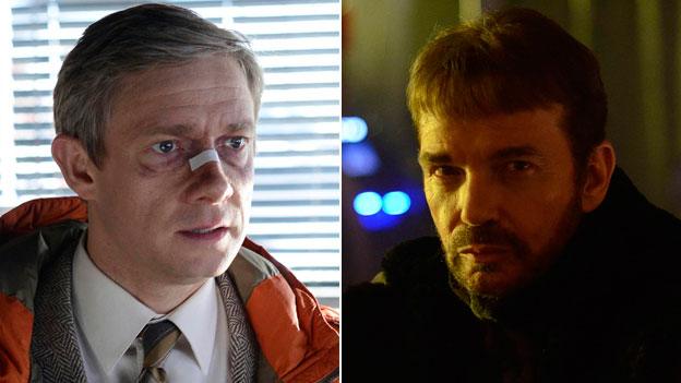 Martin Freeman and Billy Bob Thornton as they appear in Fargo