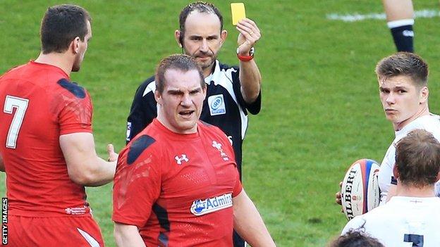 Gethin Jenkins his sin-binned against England