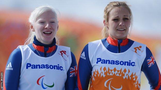 Kelly Gallagher (left) and Charlotte Evans after their gold-medal triumph on Monday