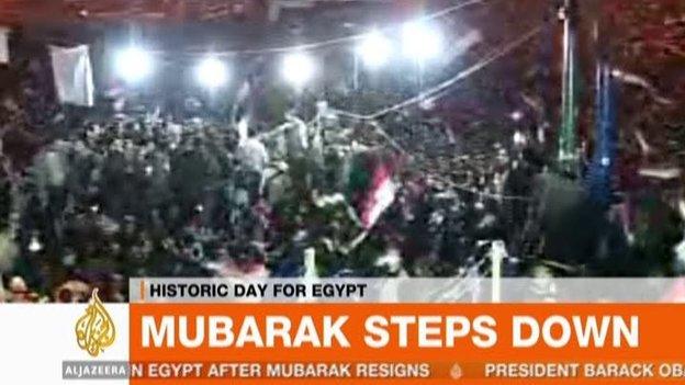 Screengrab from al-Jazeera English on 11 February 2011