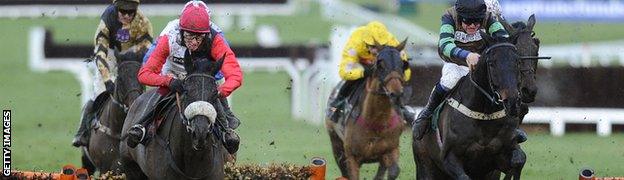 Sam Twiston-Davies heads the field on the only other occasion when he has ridden Big Buck's