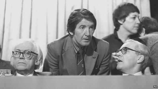 Michael Foot, Dennis Skinner and Tony Benn at the 1980 Labour Party Conference