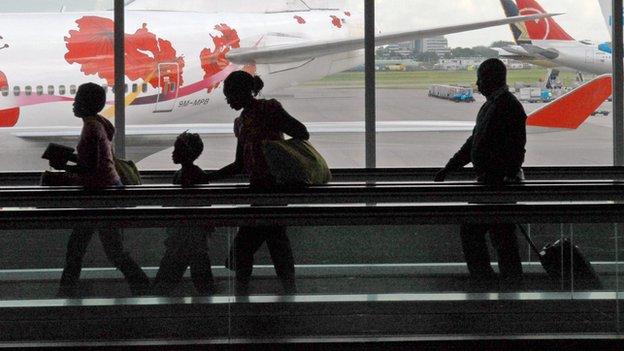 Family at an airport