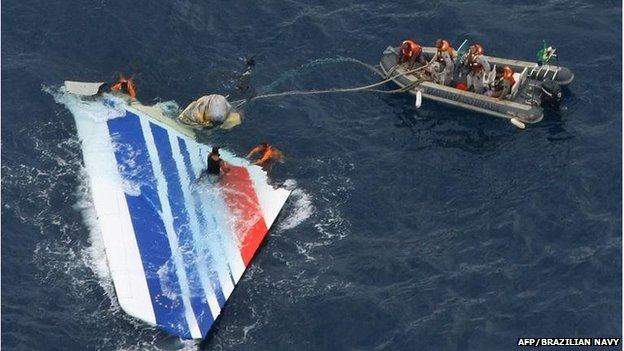 Wreckage of Flight 447, floating in the Atlantic