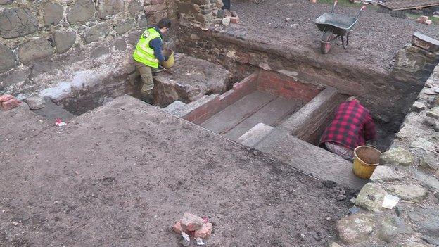 Archaeologists at work at Carrickfergus Castle