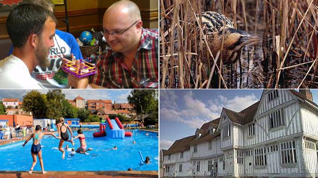 Lowestoft Thumb Wrestling, bittern (by Andy Hay), Beccles Lido and Lavenham