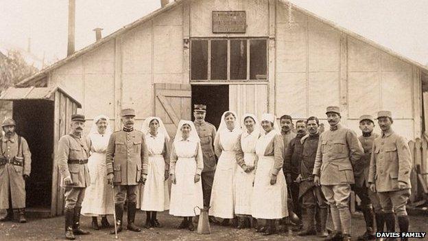 The Davies sisters pictured at the canteen set up by the French Red Cross, at Troyes in France