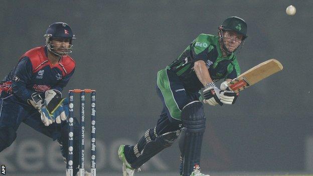 Ireland captain William Porterfield plays a shot against Nepal