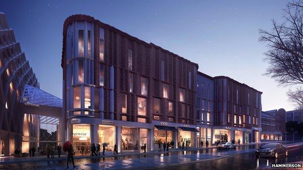 Artist's impression of the outside of the shopping centre