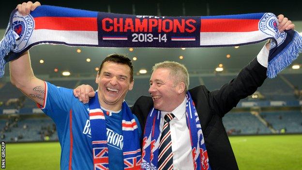 Rangers manager Ally McCoist and goal-hero Lee McCulloch