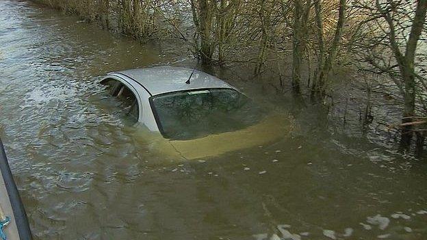 Submerged car