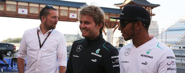 Nico Rosberg and Lewis Hamilton