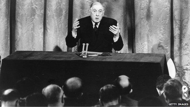 General Charles de Gaulle states in 1963 that Britain is not ready to join the Common Market.