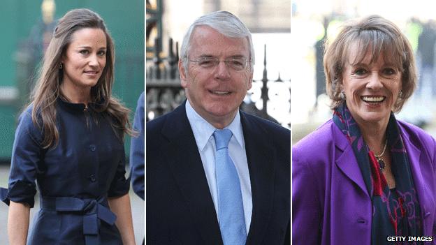 Pippa Middleton, Sir John Major, Esther Rantzen