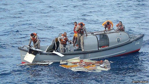 The search for wreckage after the Air France crash of 2009