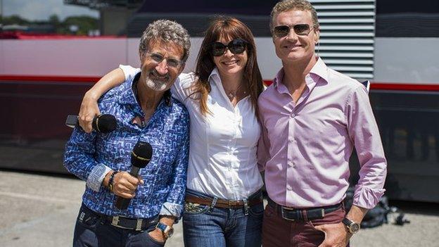 Eddie Jordan, Suzi Perry and David Coulthard