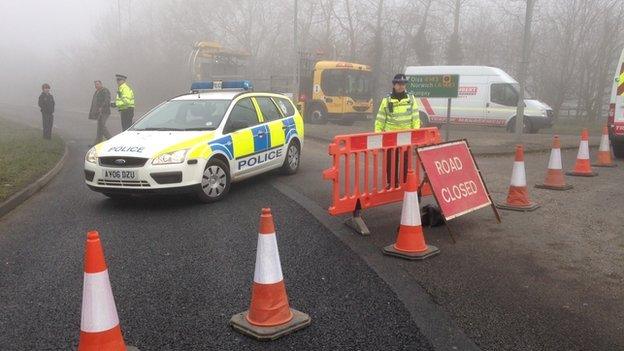 Roads near crash scene