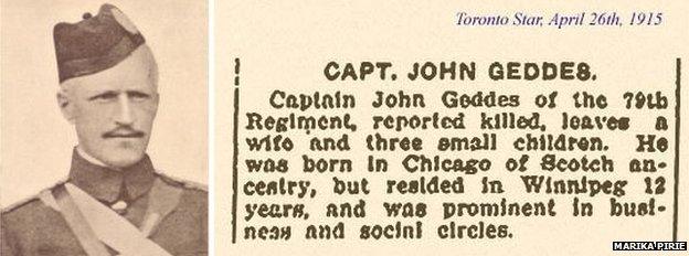 A newspaper clipping of John Geddes