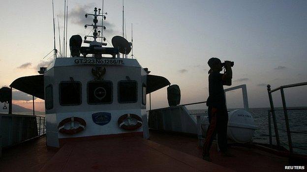 Search and rescue ship in the Straits of Malacca. 14 March 2014