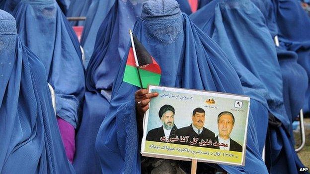 Afghan women at election rally in Jalalabad. 8 March 2014