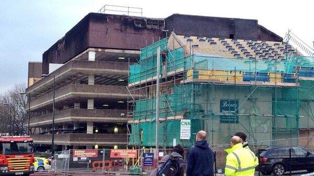 Fire damage to Assembly Rooms car park