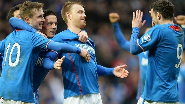 Stevie Smith celebrates his goal against Dunfermline