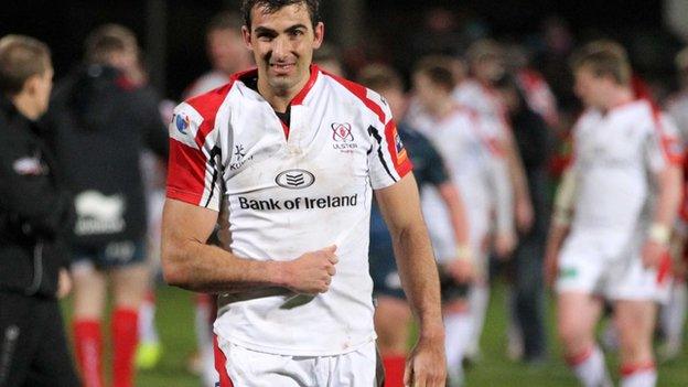 Ruan Pienaar looks in some discomfort as he walks off the field after Ulster's win over the Scarlets