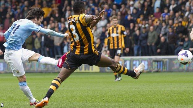 David Silva opens the scoring for Manchester City at Hull