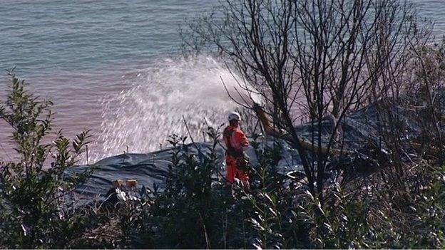 Dawlish controlled landslip work