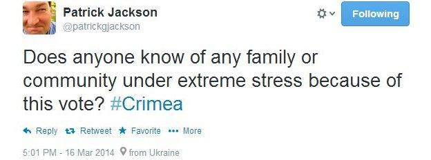 Does anyone know of any family or community under extreme stress because of this vote? #Crimea