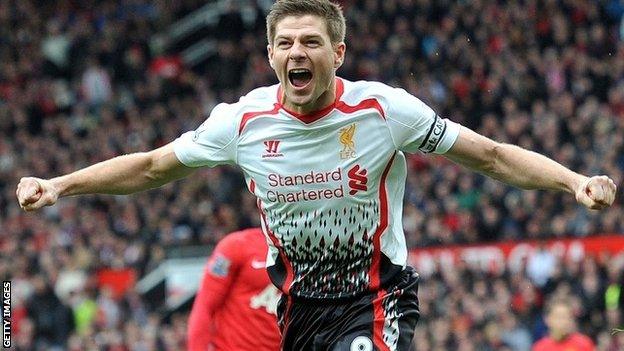 Steven Gerrard celebrates