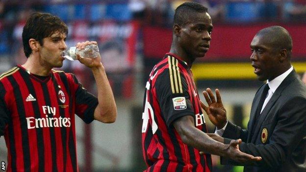 Mario Balotelli, Kaka and Clarence Seedorf for AC Milan