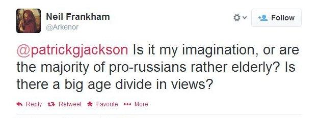 Neil Frankham asks: Is it my imagination, or are the majority of pro-Russians rather elderly? Is there a big age divide in views?