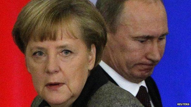 German Chancellor Angela Merkel and Russian President Vladimir Putin