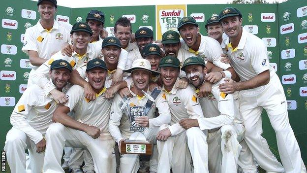 Australia with the Test series trophy