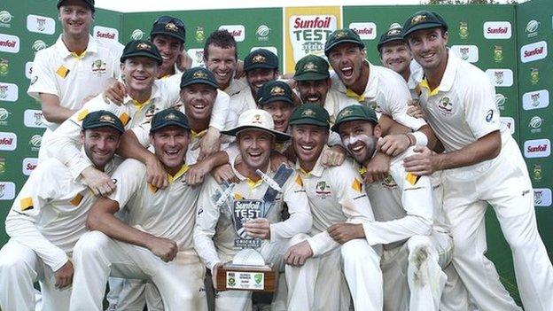 Australia with the Test series trophy