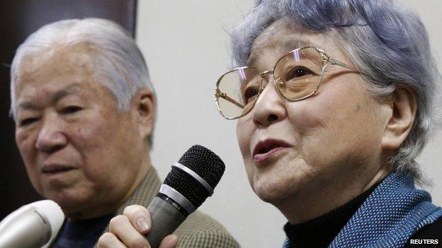 Shigeru Yokota (left) and Sakie Yokota at a press conference in Kawasaki, west of Tokyo, Japan 17 March 2014