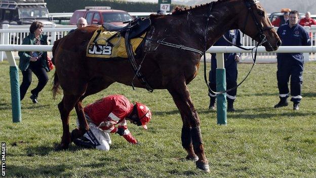 Ruby Walsh broke his arm and dislocated a shoulder after falling on Abbyssial at Cheltenham