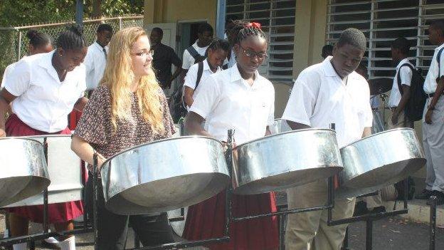 Becky playing Steel Drum