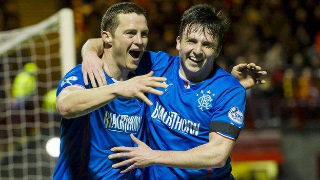 Jon Daly and Calum Gallagher celebrate