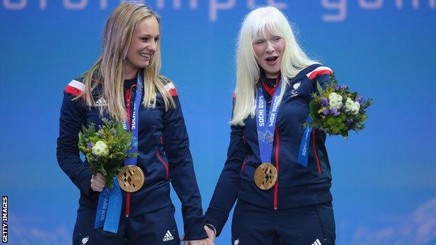 Kelly Gallagher (right) won gold with her guide Charlotte Evans