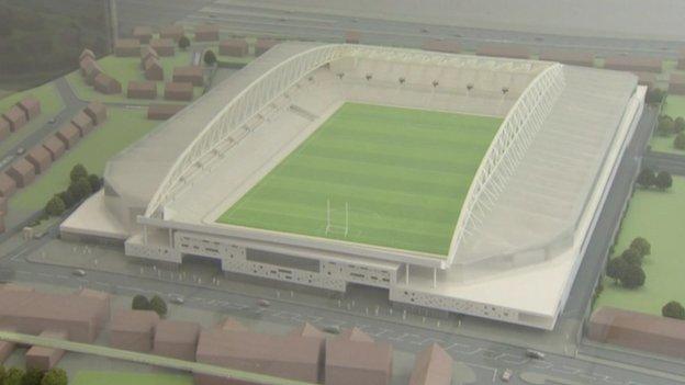 A three-dimensional model of plans for the development of Casement Park