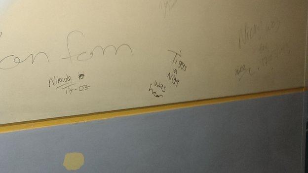 Graffiti was left on the walls of the school