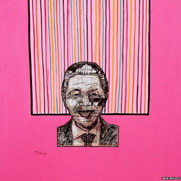 A painting featuring Nelson Mandela