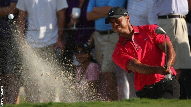 Tiger Woods in action on 9 March