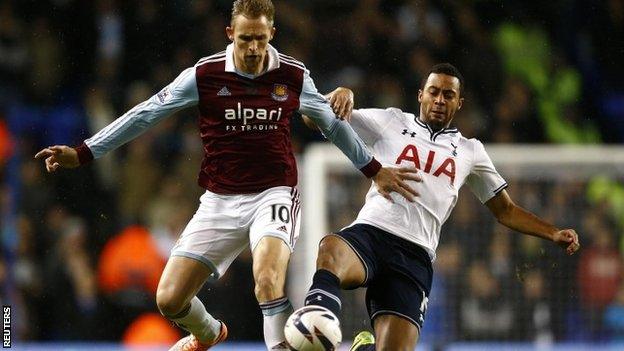 Jack Collison (left) in action for West Ham