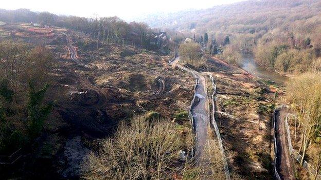 Aerial view of work site