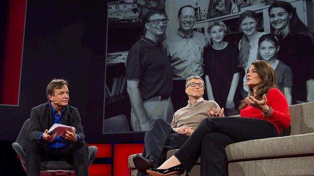 Bill and Melinda Gates being interviewed by Chris Anderson